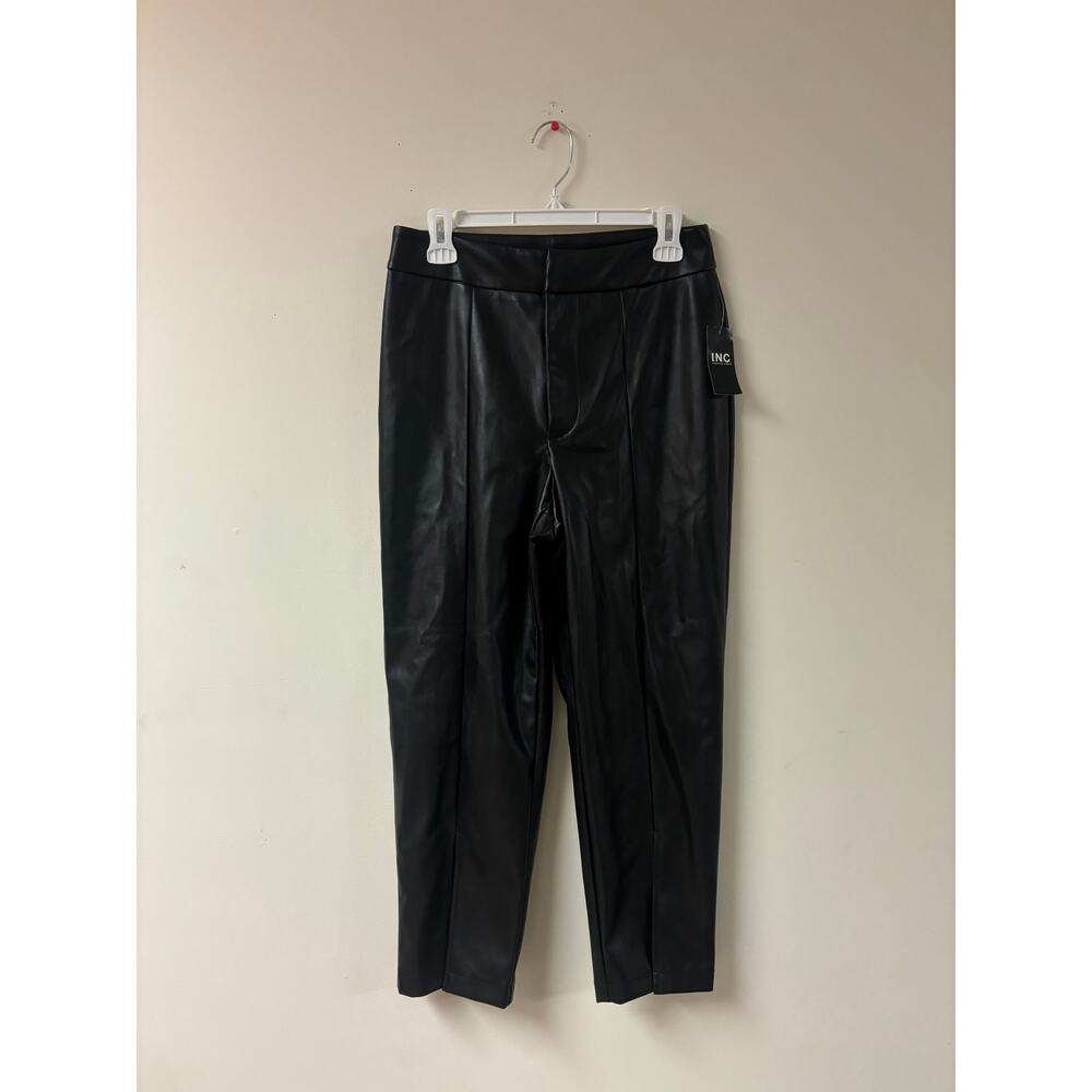 INC Black Faux Leather Pants Size 6 NWT | High Waisted Vegan Leather Trousers